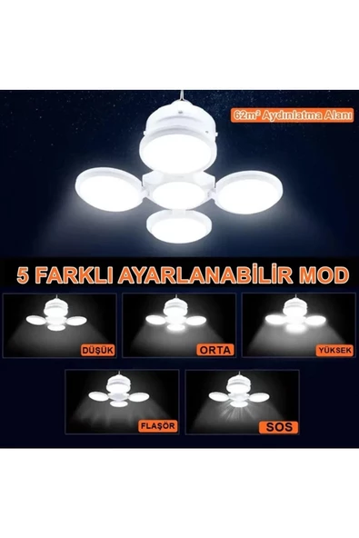 2 ADET YUVARLAK Solar Ve Şarjlı Kamp Bahçe Lambası Işıldak Led Aydınlatma Güneş Enerjili Çadır Led - 2