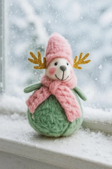 Beysüs Yılbaşı Çam Ağacı Süsü Masa Dekoru Şans Yumağı Yeşil Geyik