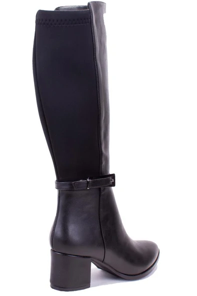 Dagoster DZA07-928730 Siyah Streçli Klasik Topuklu Kadın Çizme - 4