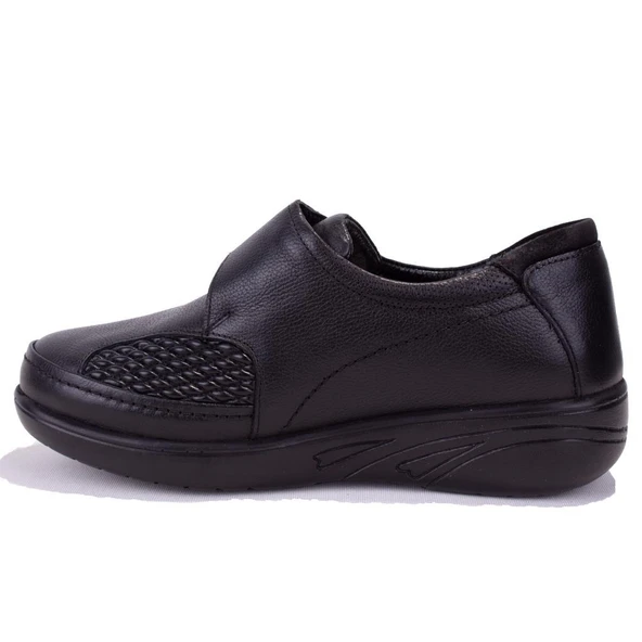 Dagoster DZA07-122042633 Siyah Ortopedik Günlük Deri Kadın Ayakkabı - 3