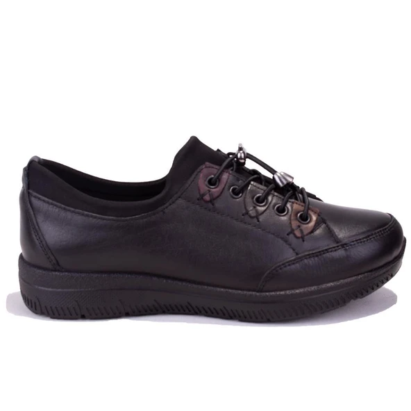 Dagoster DZA07-122042642 Siyah Ortopedik Günlük Deri Kadın Ayakkabı - 2