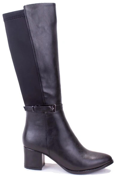 Dagoster DZA07-928730 Siyah Streçli Klasik Topuklu Kadın Çizme - 2