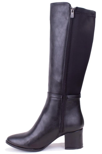 Dagoster DZA07-928730 Siyah Streçli Klasik Topuklu Kadın Çizme - 3