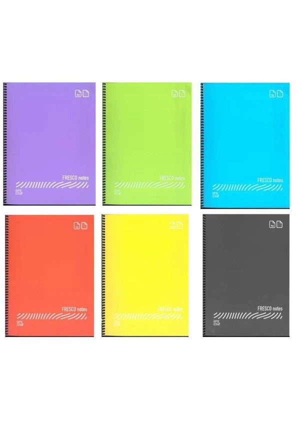 Gıpta Fresco Spiralli Düz Plastik Defter A4 96 Yaprak Kareli 4936 (12'Li Paket) - 1