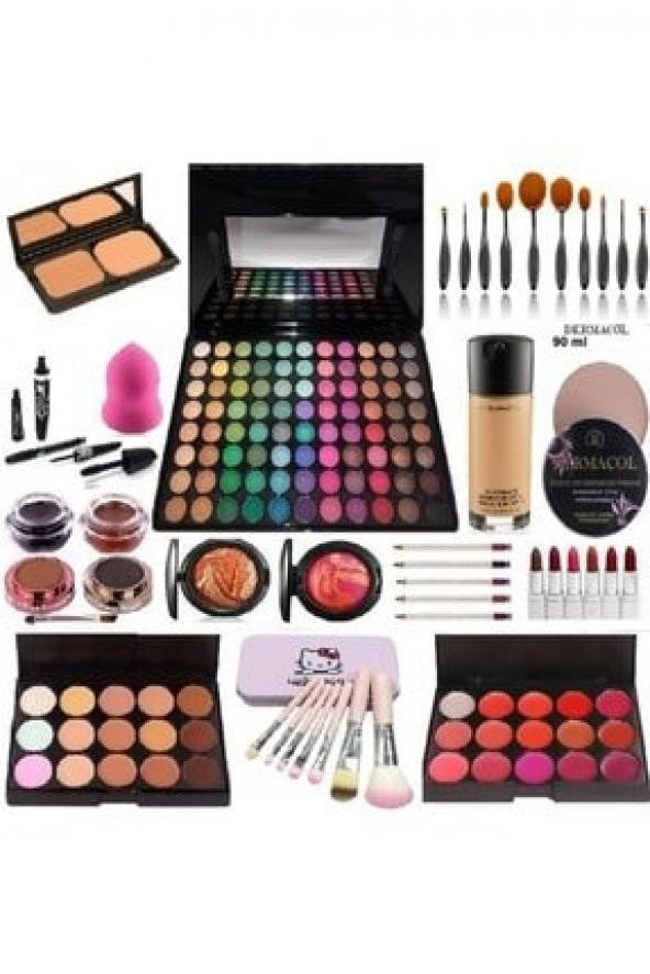 Makeup Orjinal Markalı Porselen Makyaj Seti Far Allık Pudra Ruj Kapatıcı Rimel Fondoten Faturalı - 1