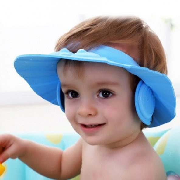 Bebek Çocuk Banyo Şapkası Düğmeli Kulaklıklı