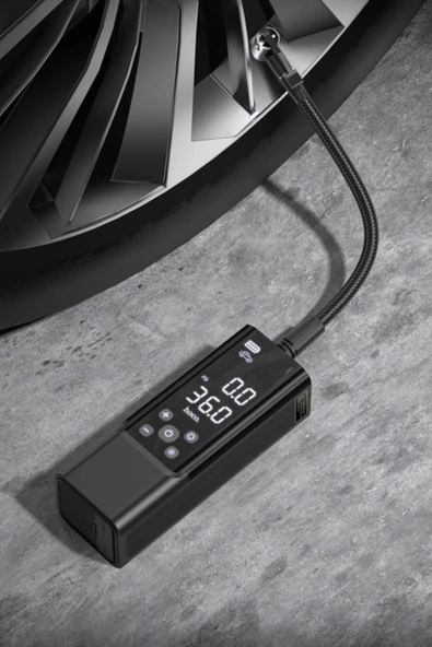 Hoco ZP7 Çok Fonksiyonlu Hava Kompresörü Dijital Göstergeli Güçlü 5000 mAh Bataryalı Akıllı Kablosuz - Resim 2