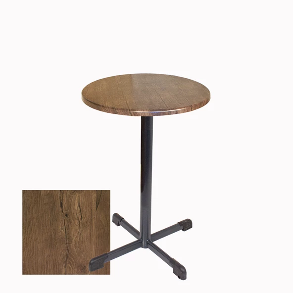 Bistro Masa (Halley Werzalit Yuvarlak 60cm) - Rustic Dark ürün görseli