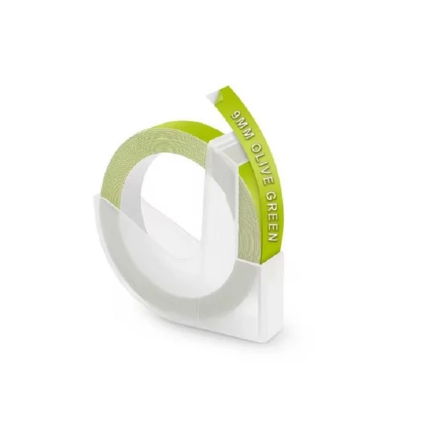 3D Kabartma Yapışkanlı Şerit Etiket MoTEX_E-101 - Dymo_JUNİOR+OMEGA (9mm X 3 metre) 1adet /OLİVE GREEN ürün görseli 1