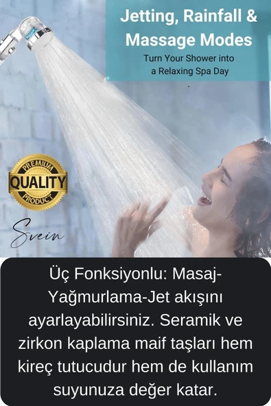 3 Kademeli Yüksek Basınçlı Arıtmalı Ayarlanabilir Uzun Ömürlü Universal Su Tasarruflu Duş Başlığı - 2