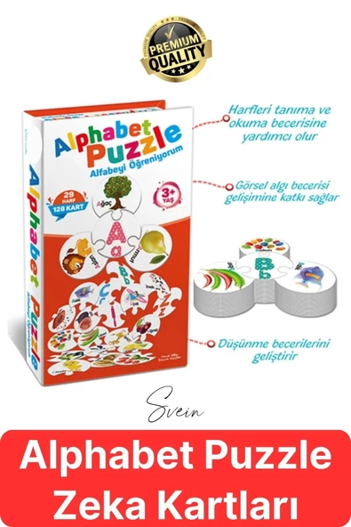 Alphabet Puzzle Eğitici Öğretici Alfabe Zeka Kartları Ebeveyn Çocuk Etkileşimi Okul Öncesi Oyuncak