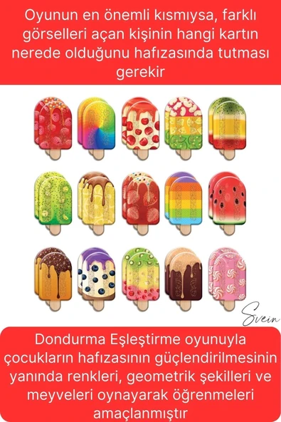 Dondurma Eşleştirme Beceri Zeka Geliştirme El Göz Algı Koordinasyon Okul Öncesi Kutulu Oyunu Puzzle - 3