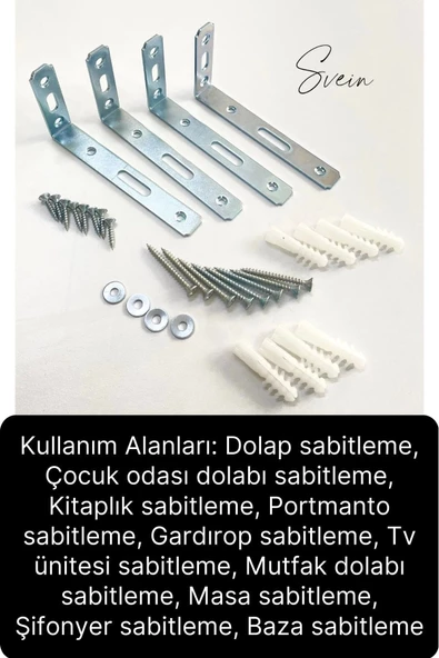 Deprem Güvenliği Dolap Duvara Sabitleme Aparatı Seti Mobilya Portmanto Gardırop Eşya L Demir Gönye - 4