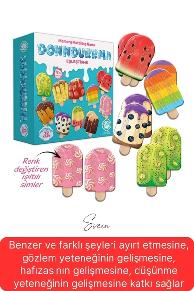 Dondurma Eşleştirme Beceri Zeka Geliştirme El Göz Algı Koordinasyon Okul Öncesi Kutulu Oyunu Puzzle - 2