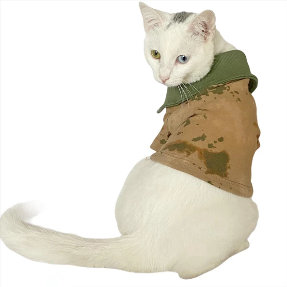 Komando Polo Yaka Tişört Kedi Kıyafeti Kedi Elbisesi - 3
