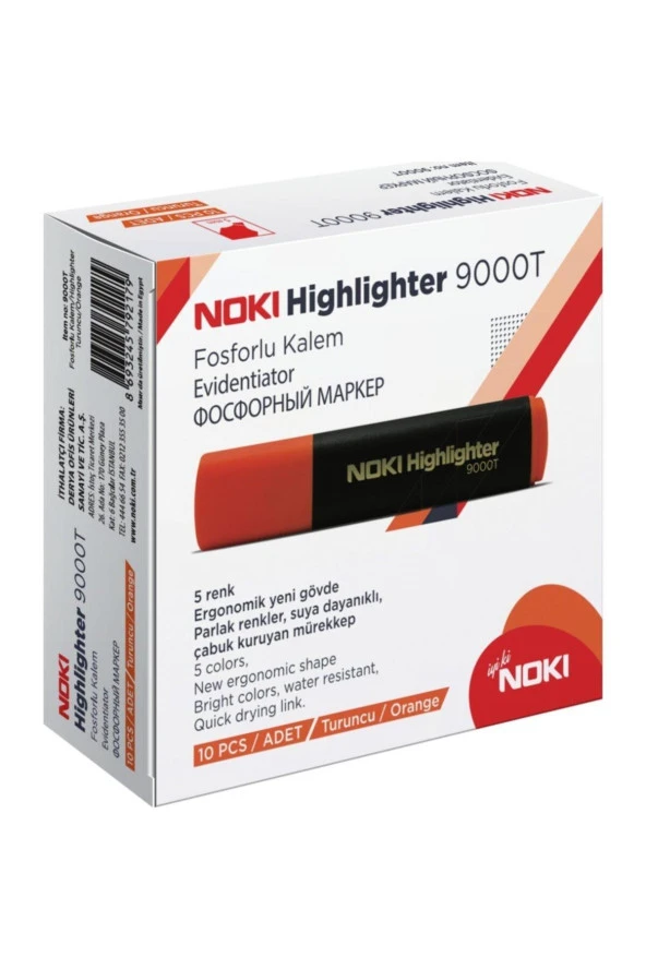 Noki Fosforlu Kalem Turuncu 10 Lu (1 Paket 10 Adet)