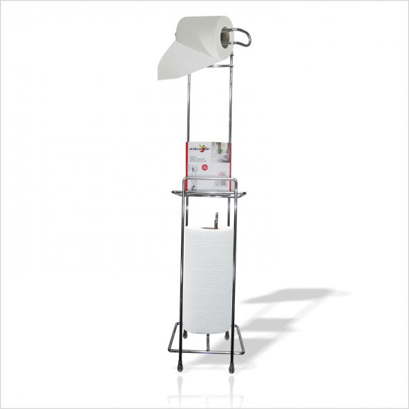 Küf Pas İz Yapmaz Paslanmaz Kromajlı Ayaklı Çelik Rulo Kağıt Havluluk Peçetelik Dispanser Kağıtlık