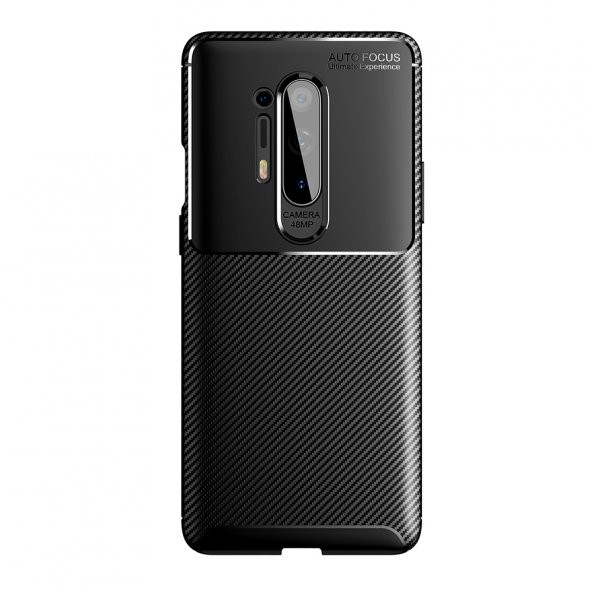KNY One Plus 8 Pro Kılıf Karbon Desenli Lux Negro Silikon Siyah