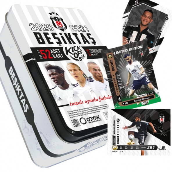 BJK - BEŞİKTAŞ 2020-2021 LİSANSLI İMZALI SEZON TARAFTAR FUTBOLCU OYUNCU FUTBOL KARTLARI KİCK OFF BOX - 2