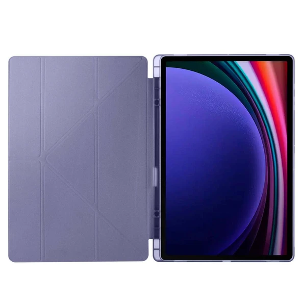 Zore Galaxy ile uyumlu Tab S9 Ultra Kılıf Tri Folding Kalem Bölmeli Standlı Kılıf - 12