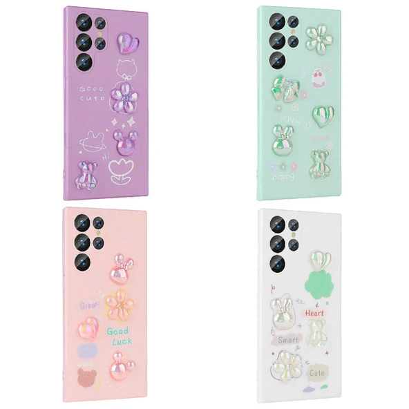 Zore Galaxy ile uyumlu S23 Ultra Kılıf Kabartma Figürlü Parlak Toys Silikon Kapak - 3