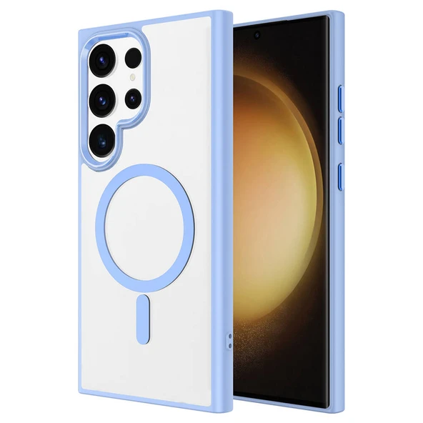 Zore Galaxy ile uyumlu S24 Ultra Kılıf M-safe Şarj Özellikli Krom M-safe Silikon Kapak - 5