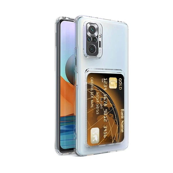 Zore Xiaomi ile uyumlu Redmi Note 10 Pro Kılıf Kartlıklı Şeffaf Setra Clear Silikon Kapak - 2