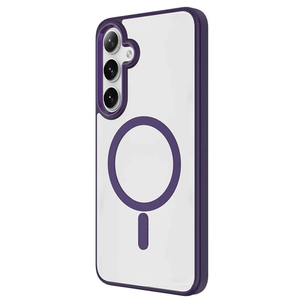 Zore Galaxy ile uyumlu S24 Kılıf M-safe Şarj Özellikli Krom M-safe Silikon Kapak - Resim 10