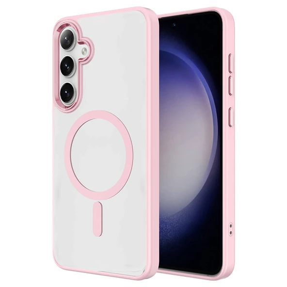 Zore Galaxy ile uyumlu S24 Kılıf M-safe Şarj Özellikli Krom M-safe Silikon Kapak - Resim 6