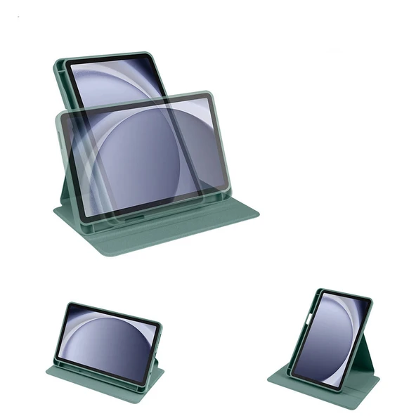 Zore Galaxy ile uyumlu Tab A9 Kılıf Termik Kalem Bölmeli Dönebilen Standlı Kılıf - 12