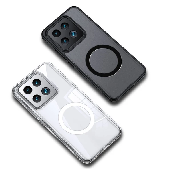 Zore Xiaomi ile uyumlu Mi 14 Kılıf Sert PC Arka Yüzey Wireless Şarj Özellikli Flet M-safe Kapak - 3