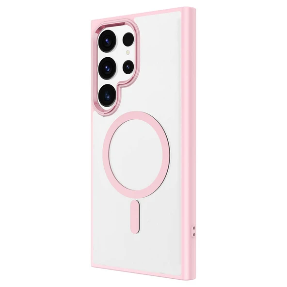 Zore Galaxy ile uyumlu S24 Ultra Kılıf M-safe Şarj Özellikli Krom M-safe Silikon Kapak - 11