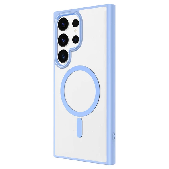 Zore Galaxy ile uyumlu S24 Ultra Kılıf M-safe Şarj Özellikli Krom M-safe Silikon Kapak - 12