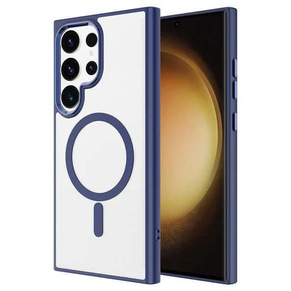 Zore Galaxy ile uyumlu S24 Ultra Kılıf M-safe Şarj Özellikli Krom M-safe Silikon Kapak - 6