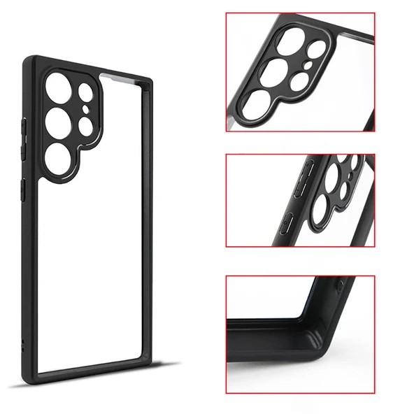 Zore Galaxy ile uyumlu S24 Ultra Kılıf Kamera Korumalı Şeffaf Arka Yüzey New Roll Kapak - 9