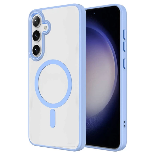 Zore Galaxy ile uyumlu S24 Kılıf M-safe Şarj Özellikli Krom M-safe Silikon Kapak - Resim 4