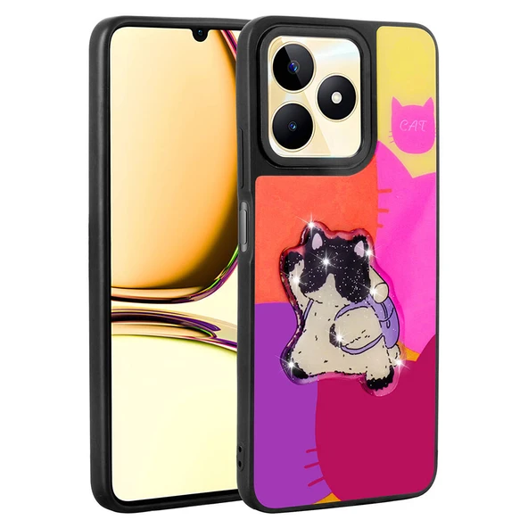 Zore Realme ile uyumlu C53 Kılıf Parlayan Kabartmalı İkonik Figürlü Amas Silikon Kapak - 10