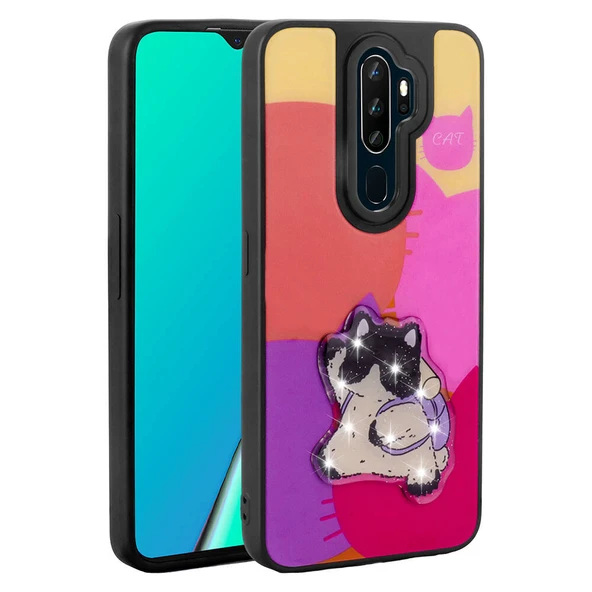 Zore Oppo ile uyumlu A9 2020 Kılıf Parlayan Kabartmalı İkonik Figürlü Amas Silikon Kapak - 10