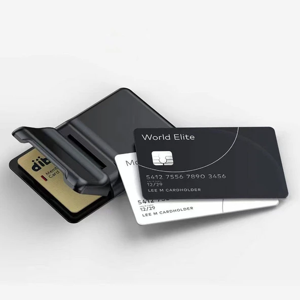 Zore CRD-05 Sade Tasarımlı 2 Hazneli PU Magnetik Standlı Kartlık - 4