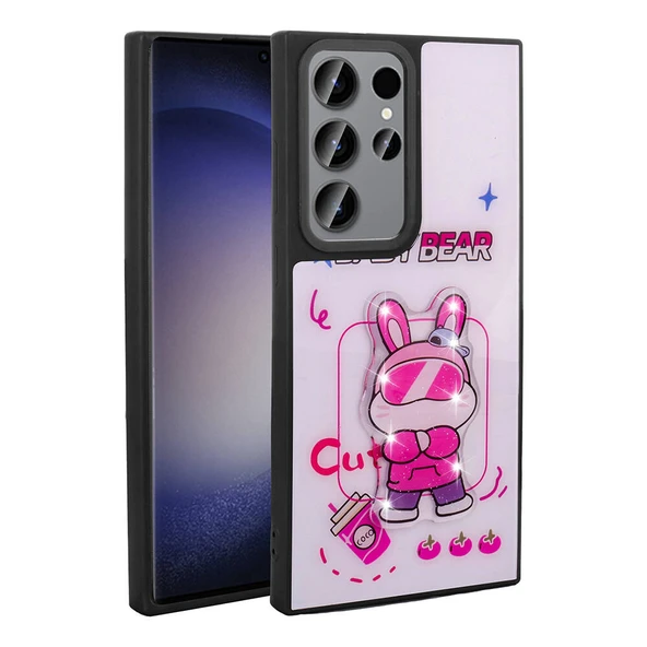 Zore Galaxy ile uyumlu S23 Ultra Kılıf Parlayan Kabartmalı İkonik Figürlü Amas Silikon Kapak - 7