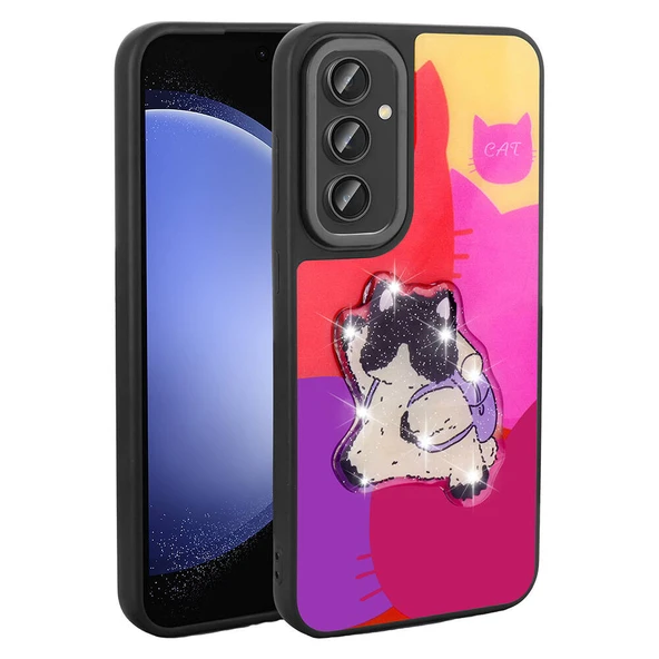 Zore Galaxy ile uyumlu S23 FE Kılıf Parlayan Kabartmalı İkonik Figürlü Amas Silikon Kapak - 10