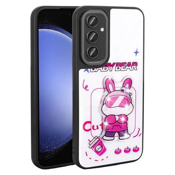 Zore Galaxy ile uyumlu S23 FE Kılıf Parlayan Kabartmalı İkonik Figürlü Amas Silikon Kapak - 8