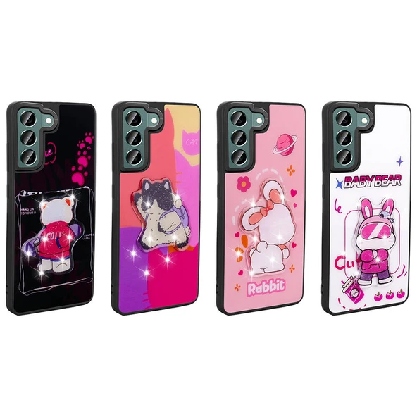 Zore Galaxy ile uyumlu S21 FE Kılıf Parlayan Kabartmalı İkonik Figürlü Amas Silikon Kapak - 2