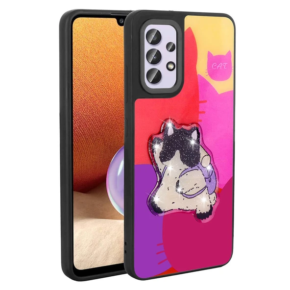 Zore Galaxy ile uyumlu A32 4G Kılıf Parlayan Kabartmalı İkonik Figürlü Amas Silikon Kapak - 10