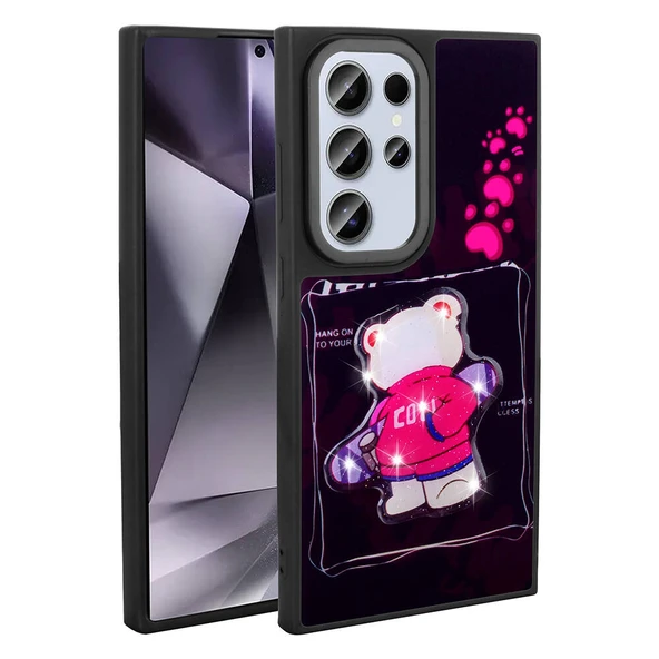 Zore Galaxy ile uyumlu S24 Ultra Kılıf Parlayan Kabartmalı İkonik Figürlü Amas Silikon Kapak - 11