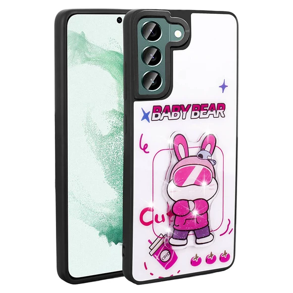 Zore Galaxy ile uyumlu S21 FE Kılıf Parlayan Kabartmalı İkonik Figürlü Amas Silikon Kapak - 8