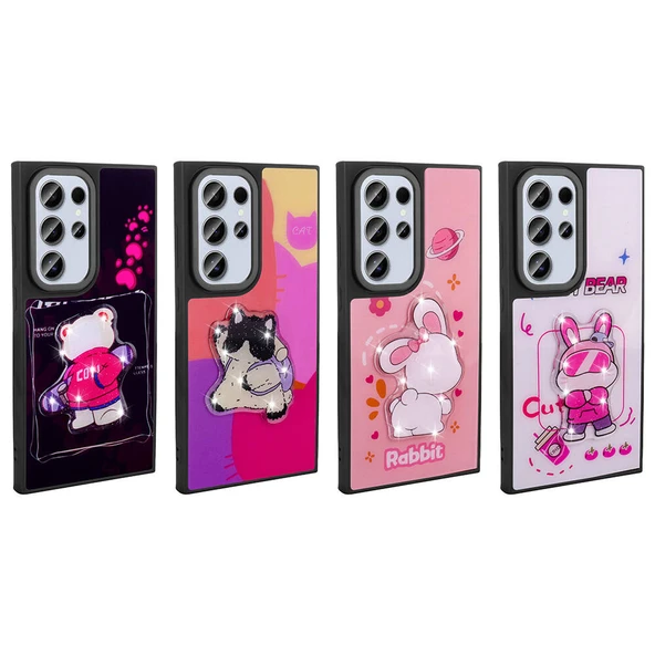 Zore Galaxy ile uyumlu S24 Ultra Kılıf Parlayan Kabartmalı İkonik Figürlü Amas Silikon Kapak - 6