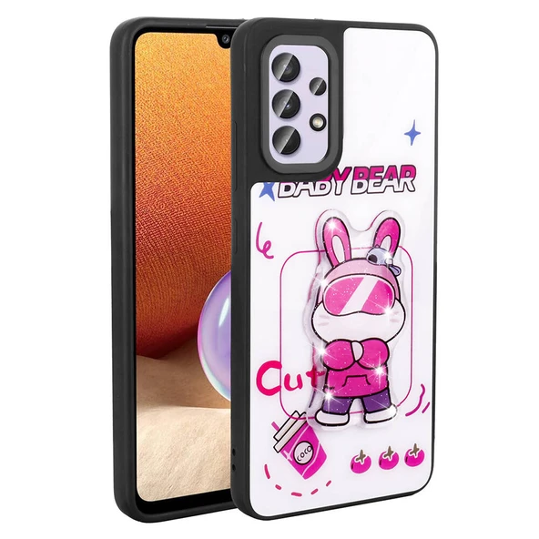 Zore Galaxy ile uyumlu A32 4G Kılıf Parlayan Kabartmalı İkonik Figürlü Amas Silikon Kapak - 8
