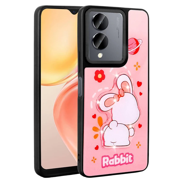 Zore Vivo ile uyumlu Y36 5G Kılıf Parlayan Kabartmalı İkonik Figürlü Amas Silikon Kapak - 9