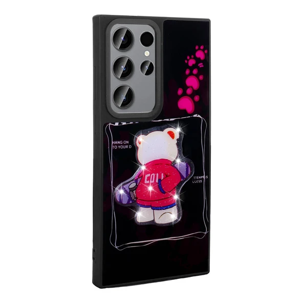 Zore Galaxy ile uyumlu S23 Ultra Kılıf Parlayan Kabartmalı İkonik Figürlü Amas Silikon Kapak - 6